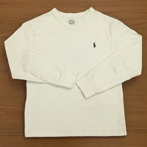 Polo Ralph Lauren Boys Long Sleeve Shirt Size M 10/12 White Logo Tee